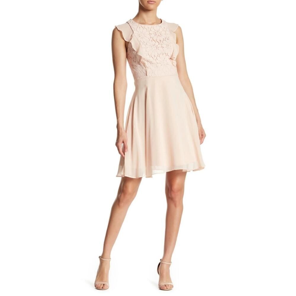 Nanette Lepore floral lace ruffle chiffon dresss sz 4